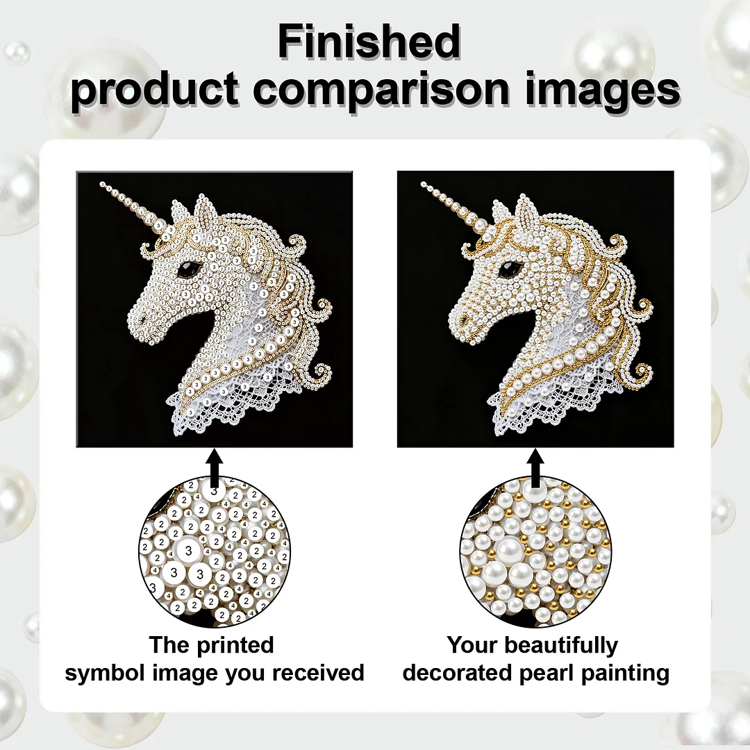Unicorn DIY Pearl Diamond Art Kit for Adults Home Decor 25x25cm With Frame