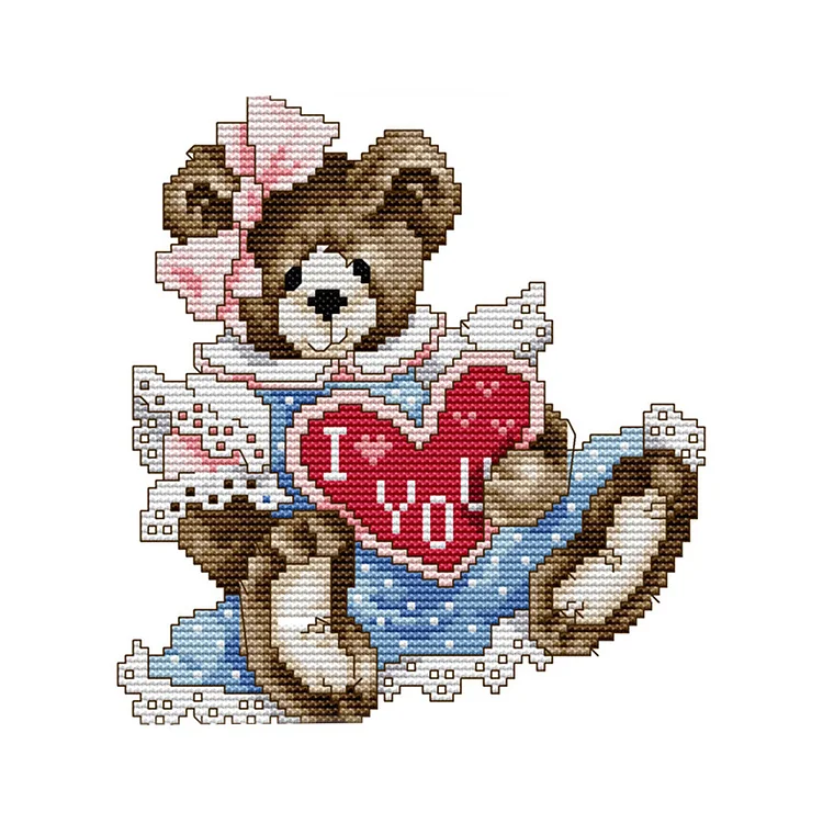 Cartoon Bear2 14CT Printed Cross Stitch Kits (21*21CM) fgoby