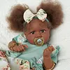 Silicone Realistic Newborn Caramel Skin Black Baby Girl Dolls 22 Inch For Gift 