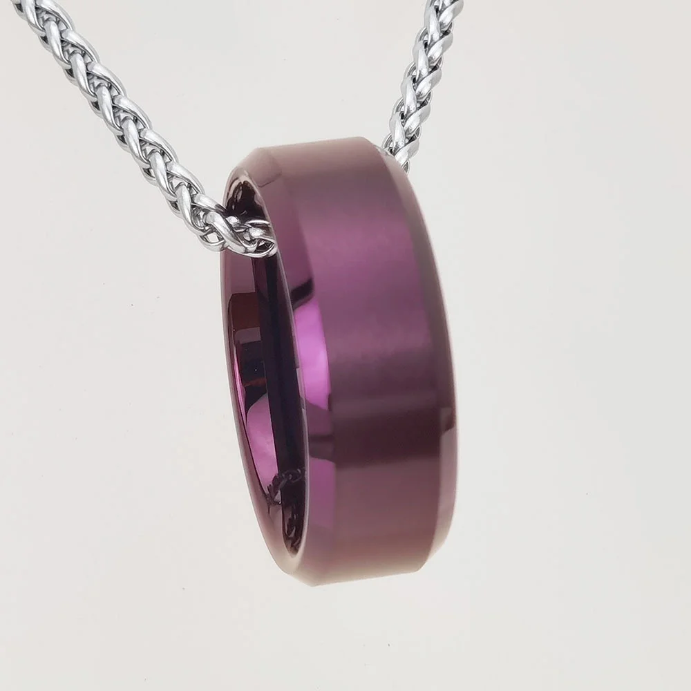 8MM Purple Women's Or Men's Tungsten Carbide Wedding Brushed Rings Comfort Fit