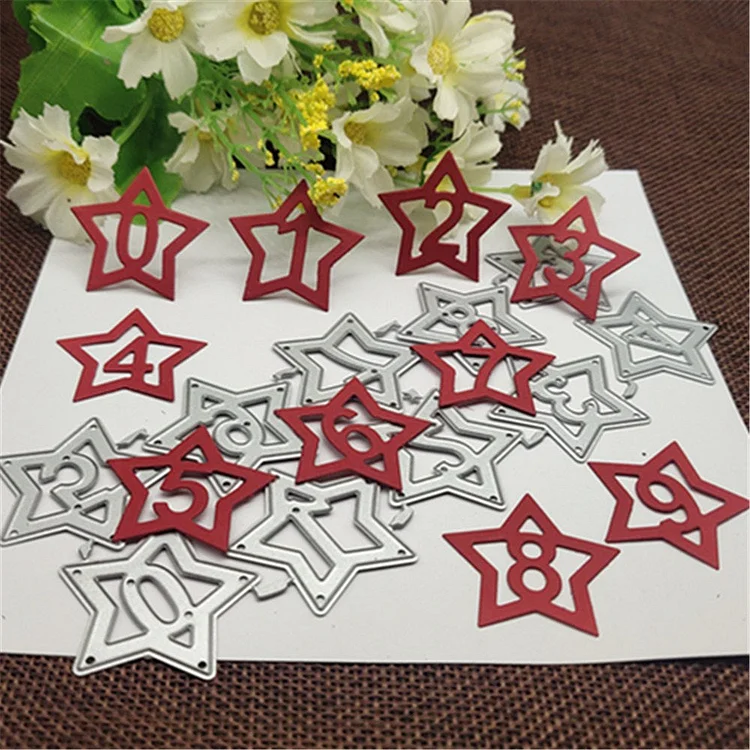 Star Number Frame Set Metal Stencils Cutting Dies For DIY Scrapbooking Decorative Embossing Handcraft Die Cutting Template