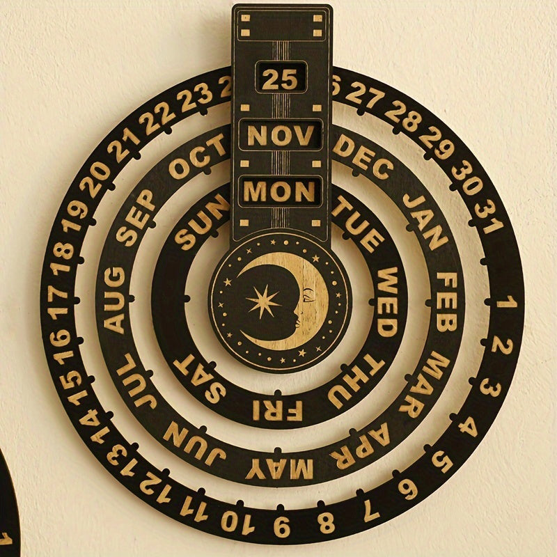 Wooden Rotating Circular Perpetual Calendar - tree - Codlins