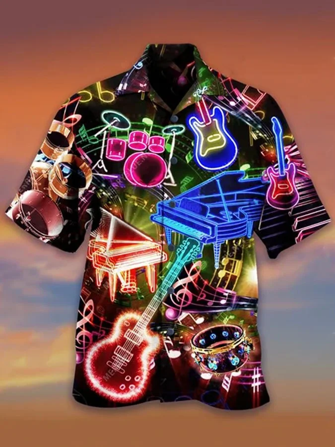 Men's Where Words Fail Music Speaks colorful hawaiian shirt