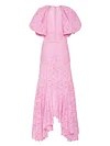 Solid Color Lace Puff Sleeves Bohemian Maxi Dress