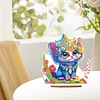 >SALE<Wooden Round Diamond Painting Desktop Diamond Art Table Decor (Kitten)