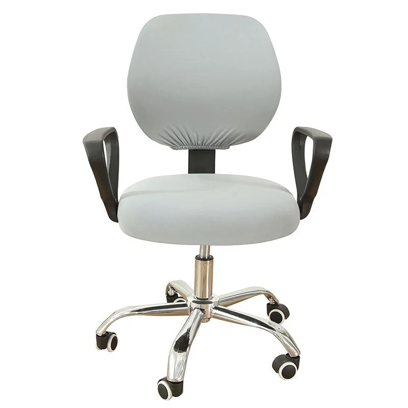 2-piece Split Office Chair Covers Elastic Stretch Computer Chair Covers Universal Solid color Seat Cover Office Chair Dustcover
