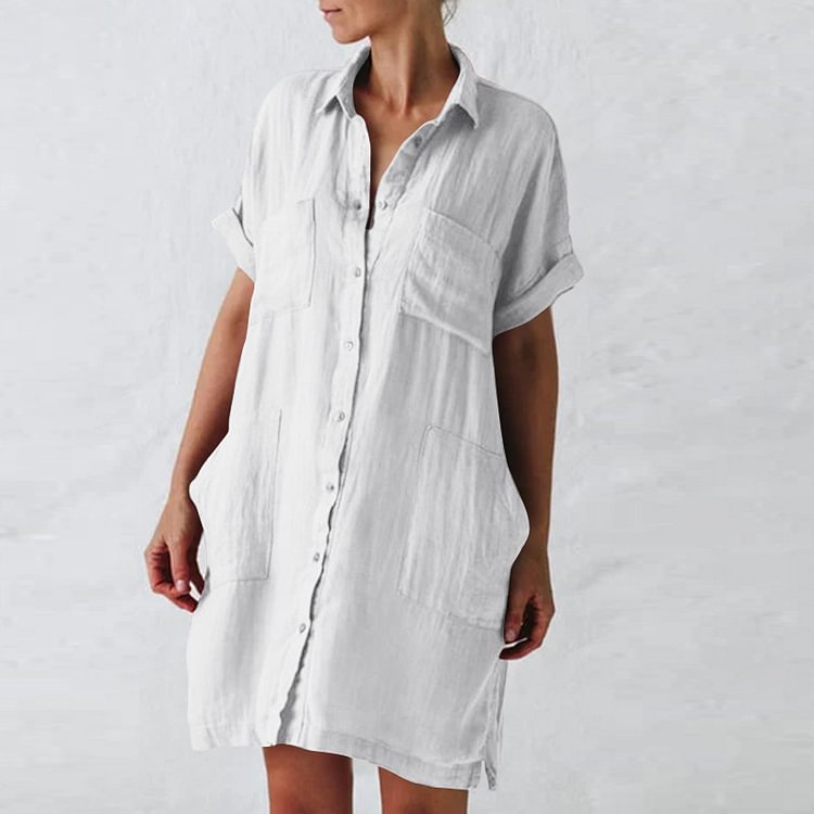 Artwishers Casual  Irregular Pocket Shirt Dress