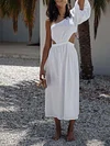 Simple Empire One-Shoulder Midi Dress