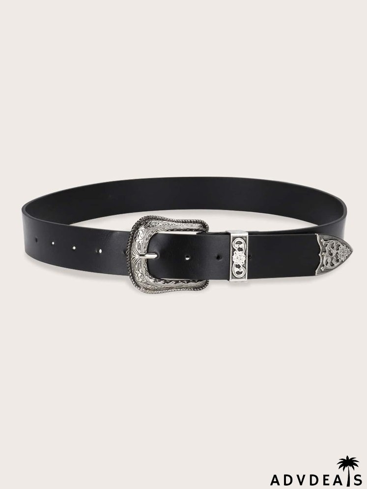 Floral Pattern Buckle Belt