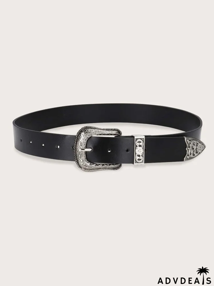 Floral Pattern Buckle Belt