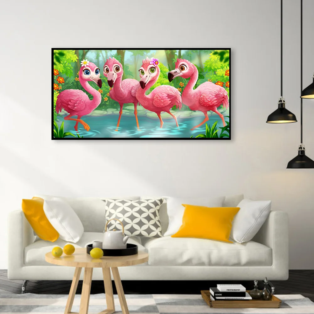 Diamond Painting - Full Round Drill - Cartoon Flamingo(60*30cm)