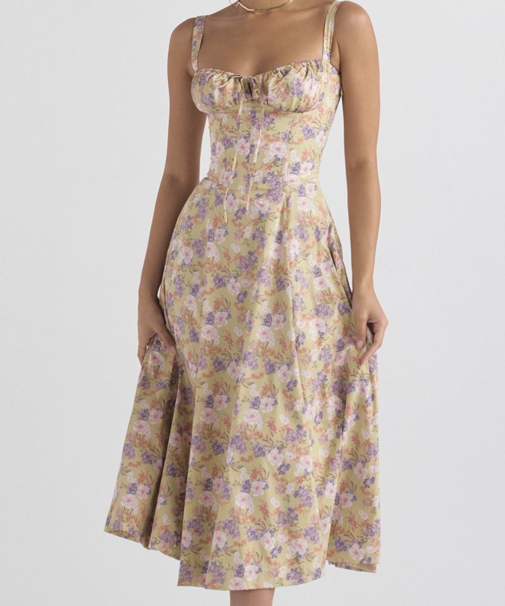 Rotimia Romantic Floral Elegant Midi Dress