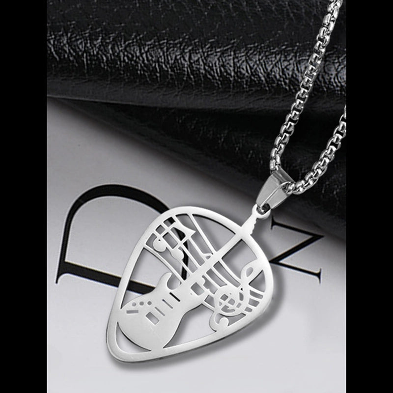 Jewelry Casual Minimalist Guitar Notes Titanium Steel Hollow Out Stainless Steel Necklaces