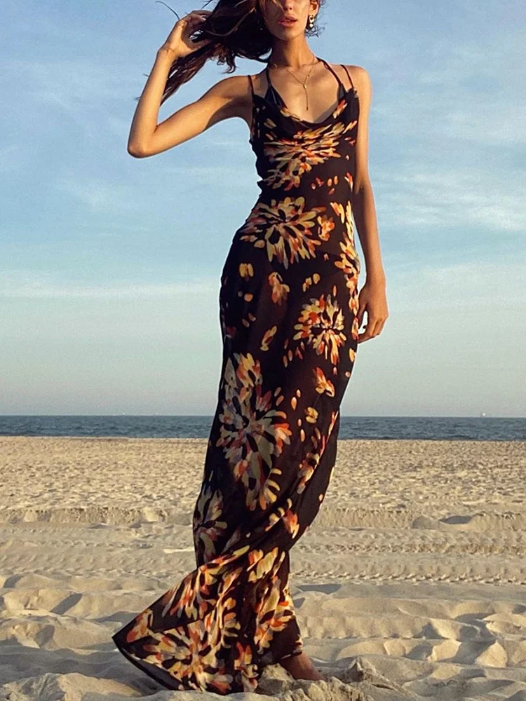 Floral Print V-Neck Maxi Dress