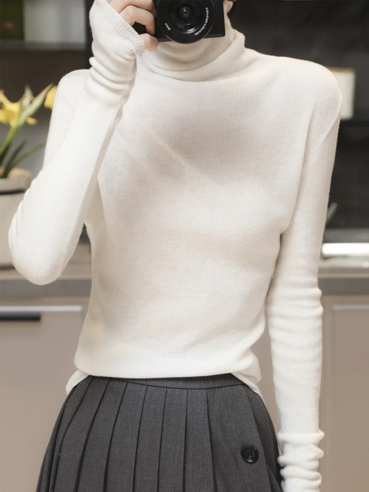 Ueong Ueong And Winter New Turtleneck Knit Sweater Bottom Shirt Jumper Pile Pile Collar Slim Thin Korean Version Inside The Women's Jacket