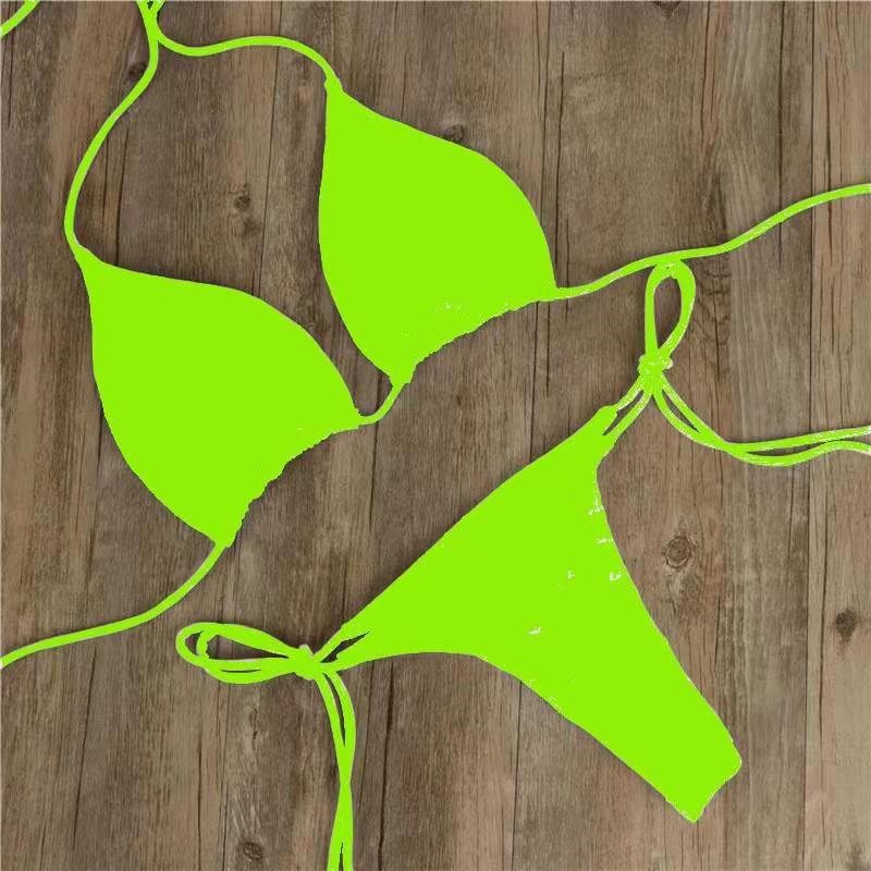 Mature Women Halter Neck Tie Bikini Ladies Split Tie Swimsuit