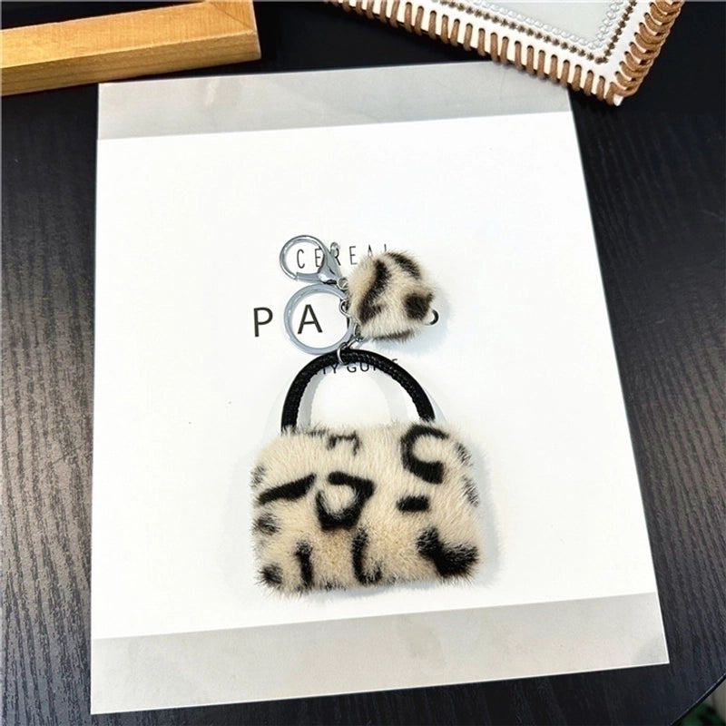 Vintage Style Korean Style Leopard Faux Fur Alloy Women’s Bag Pendant Keychain