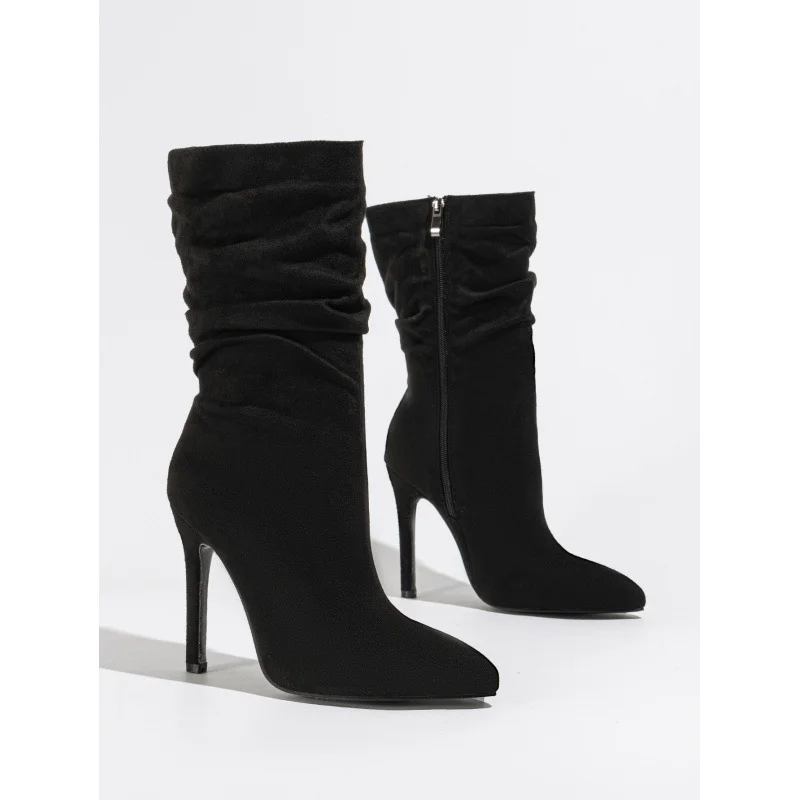 Yyvonne Short Boots Naturally Wrinkled With Pointed Fashion Street Code