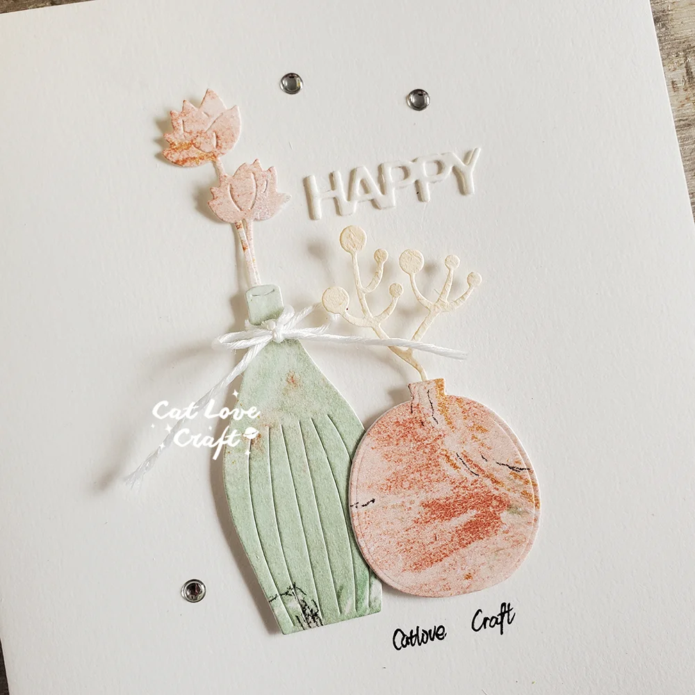 Athvotar Vase Flower Metal Cutting Dies Scrapbooking Mold Knife Stencil Die Cuts Card Making DIY Craft Embossing New Dies For