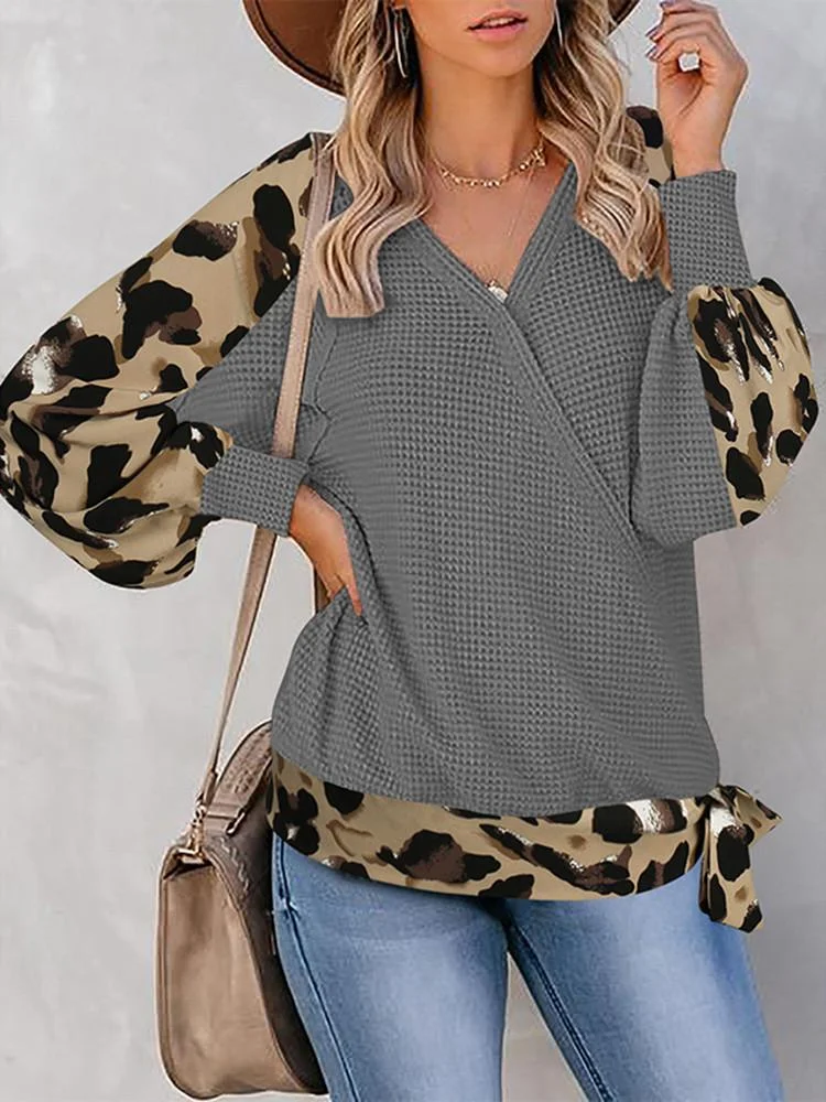 Waffle Leopard  Lantern Long Sleeve T-shirt