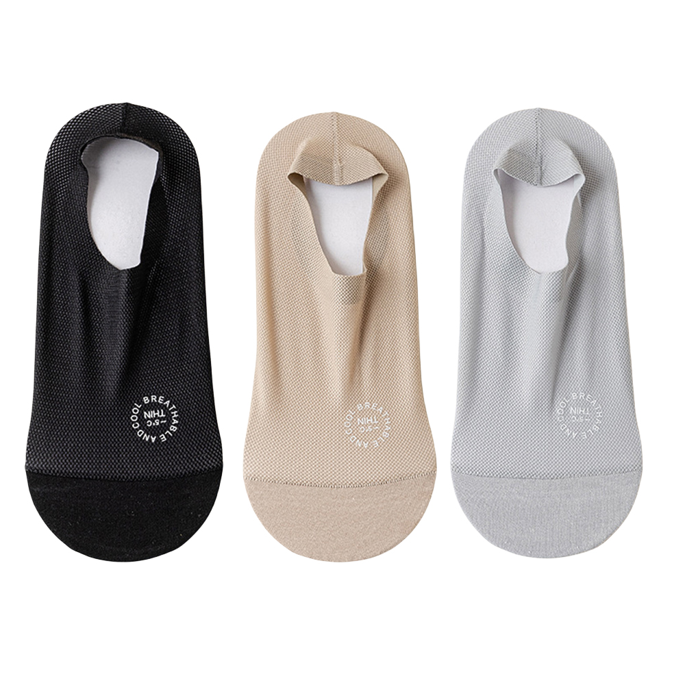 Coasfe 3 Pairs Mens Invisible No Show Socks Summer Breathable Cool Low Cut Sports Socks Silicone Anti-slip Hollow Out Mesh Boat Socks