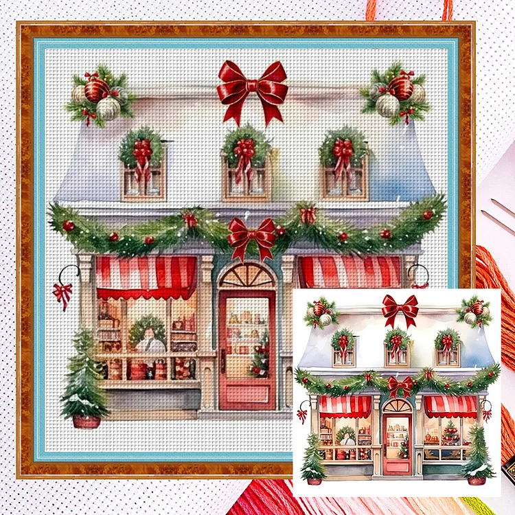 Christmas Shop 18CT (35*35CM) Counted Cross Stitch gbfke