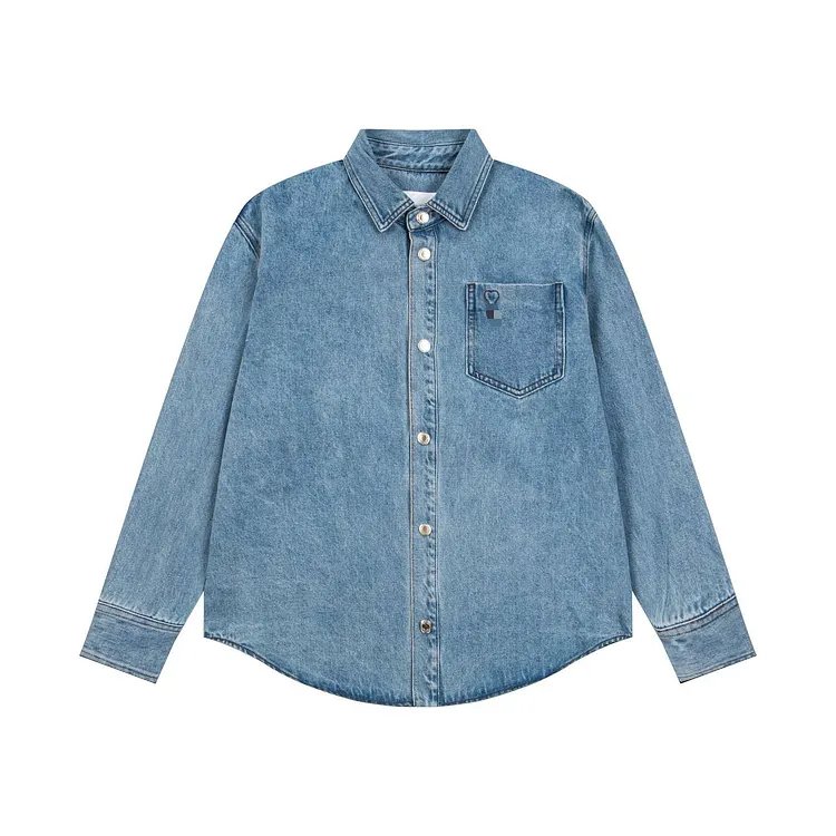 Button Down Denim Jacket Long Sleeve Classic Trucker Jean Coat with Pockets Casual Outerwear
