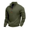 Men's Fleece-Lined Heavyweight Loose Fit Outdoor Warm Stand Collar Logo Casual Sports Sweatshirt by Inlyline