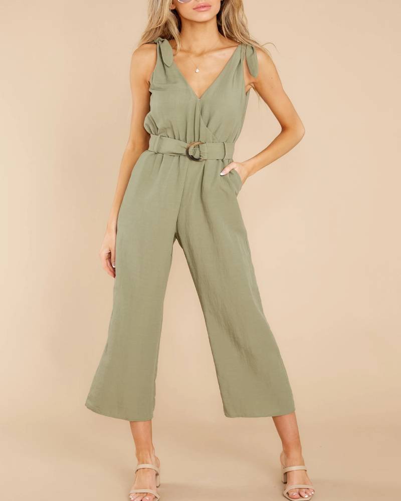 Hint At Perfection Moss Green Jumpsuit