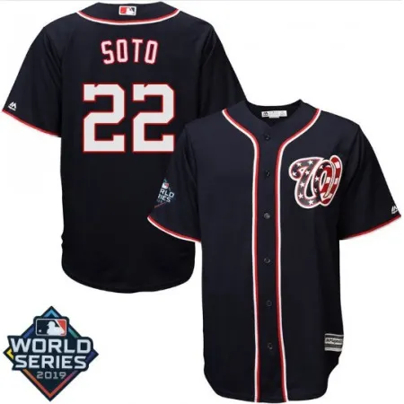 Men's Washington Nationals #22 Juan Soto Navy 2019 World Series Bound Cool Base Stitched MLB Jersey 5EZX