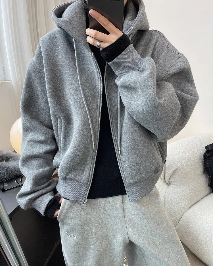 Casual Thicken Solid Color Zipper Sport Outwear - yankia