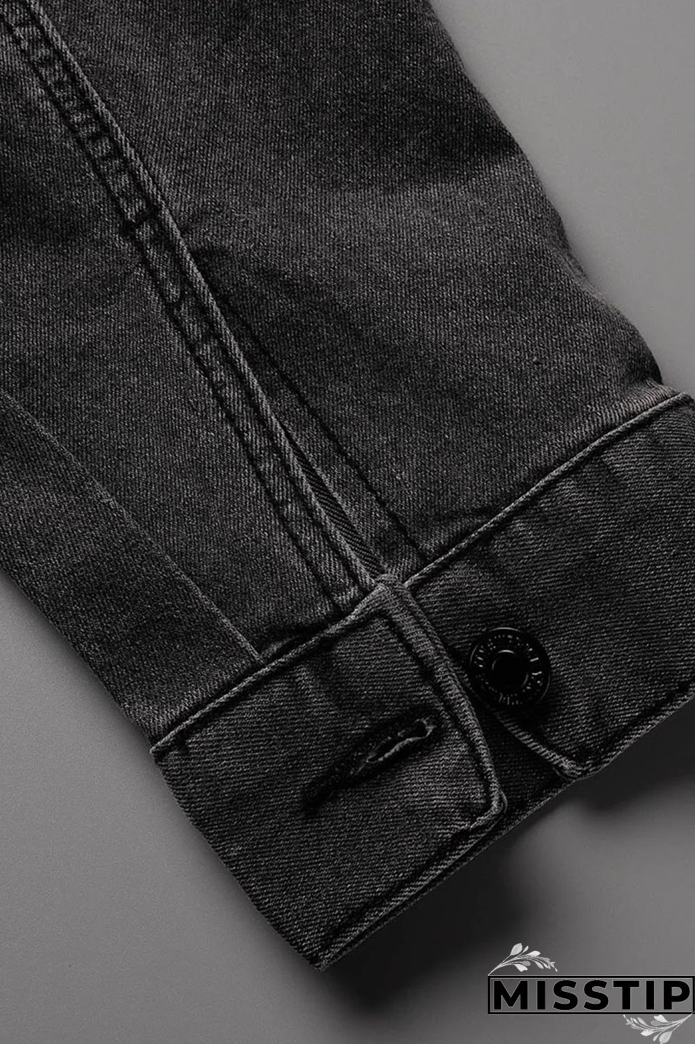 Blue Orange Street Print Make Old Patchwork Buckle Turndown Collar Long Sleeve Straight Denim Jacket