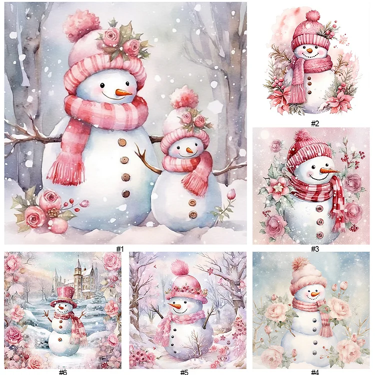 4PCS Special Shape+Round Diamond Painting Bookmark Kits Kits(Cartoon  Snowman #7)