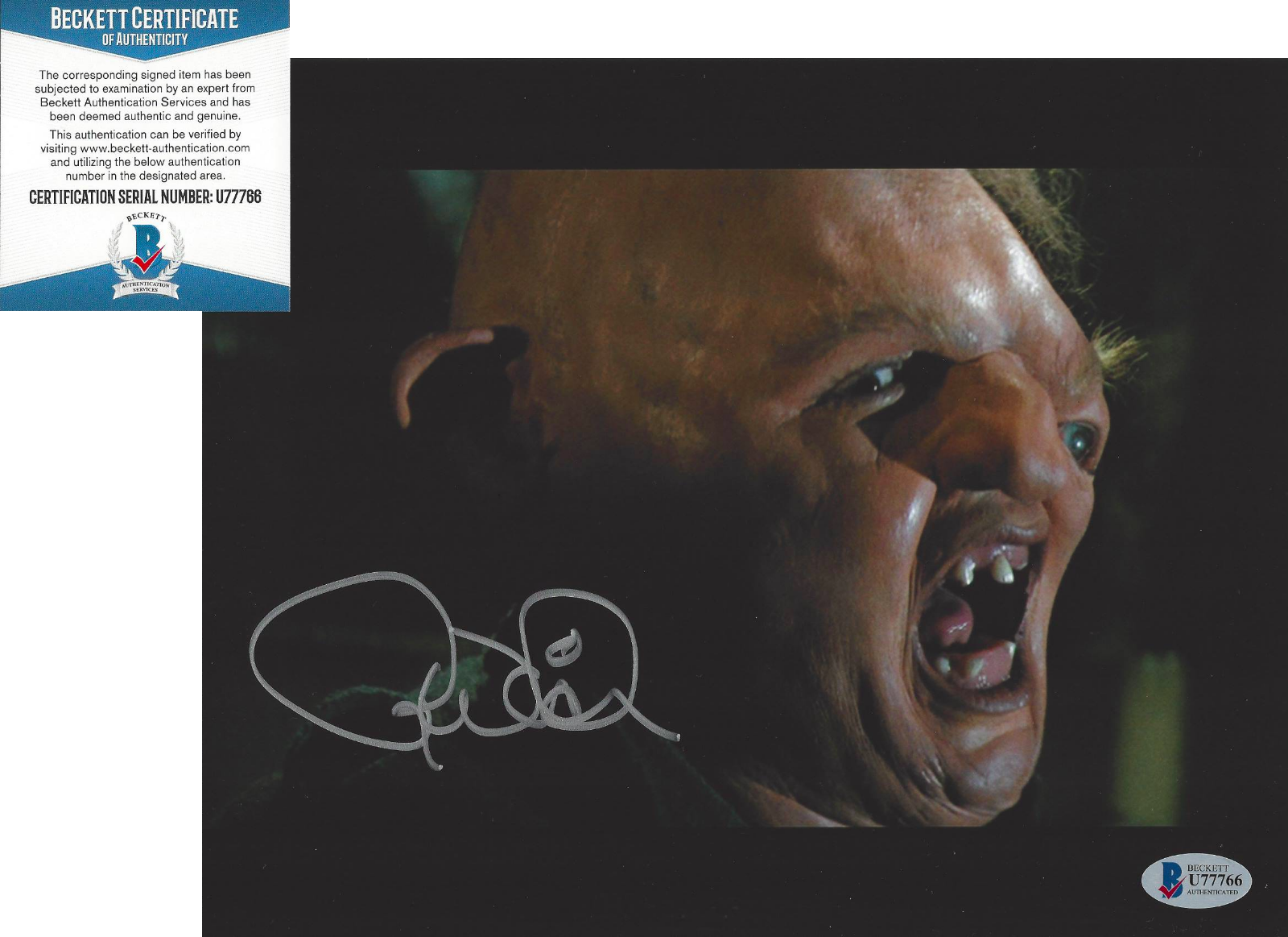 RANDELL WIDNER SIGNED THE GOONIES STUNT SLOTH 8x10 Photo Poster painting 2 ACTOR BECKETT COA BAS