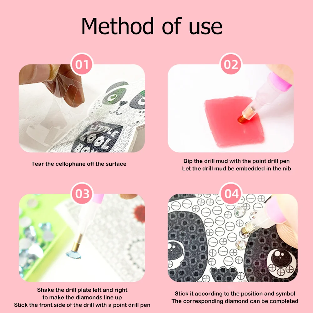 DIY Mobile Phone Holder Rhinestone Resin Bracket Desktop Decor (Panda)