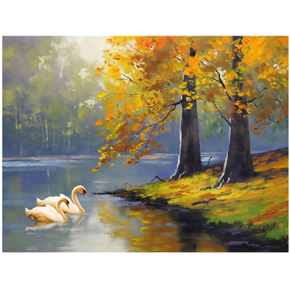 

60*45CM - 11CT Stapmed Cross Stitch - Swan Lake, 501 Original