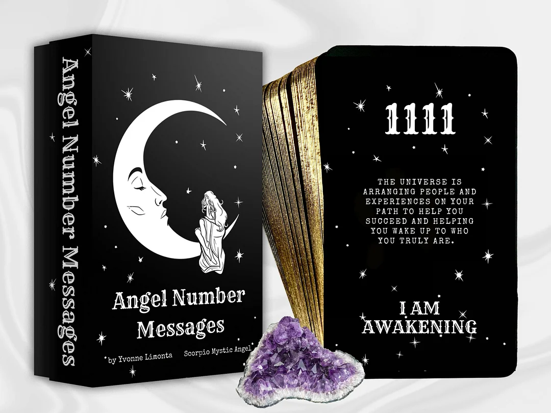 Angel Number Messages & Affirmation Oracle Deck, 53 Cards, Gold Gilded Edge