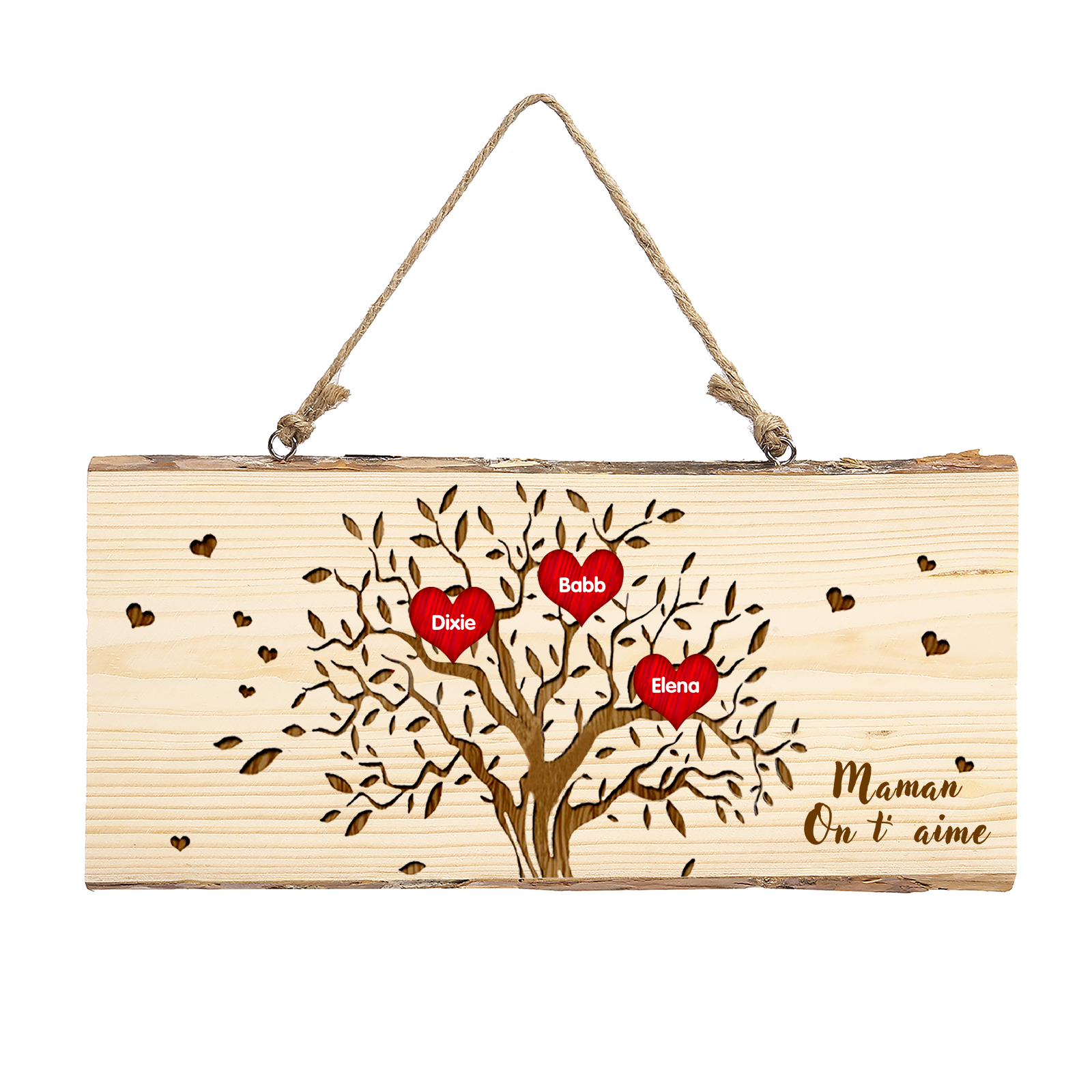 Décoration en bois Arbre de Vie 2-6 Prénoms Personnalisés avec Texte pour Famille Peinture Décorative