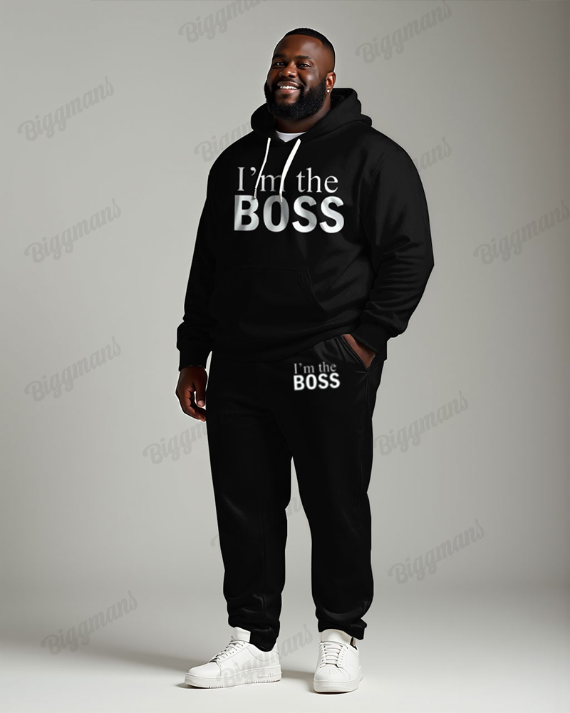 Couple Fashion "You Are My Boss" Ambiguous Slogan Printed Hoodie Set