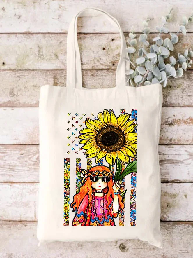 Sunflower Stars And Stripes Print One-shoulder Bags socialshop