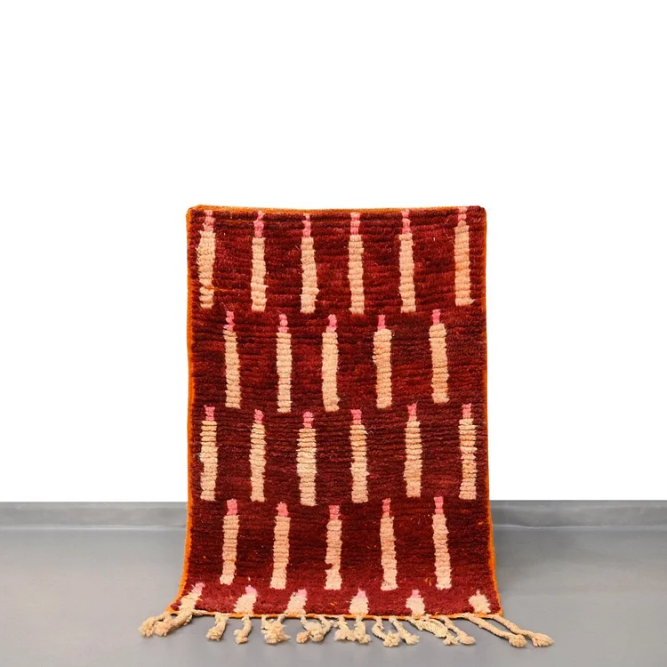 Wool Red Moroccan Rug 2.4 x 3.6 Feet /  75 x 112 cm