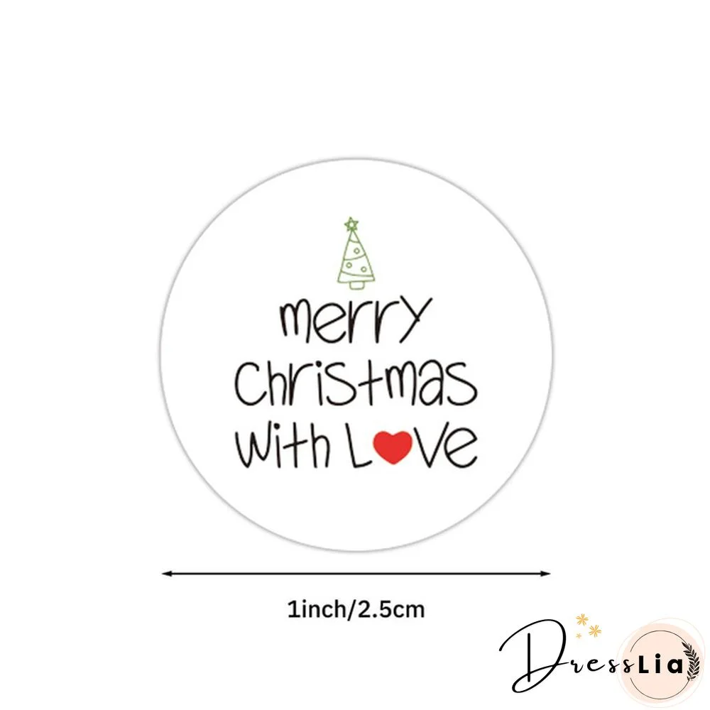 100pcs/300pcs/500pcs Round Merry Christmas Stickers Package Label Sealing Stickers Gift Card Box Decor