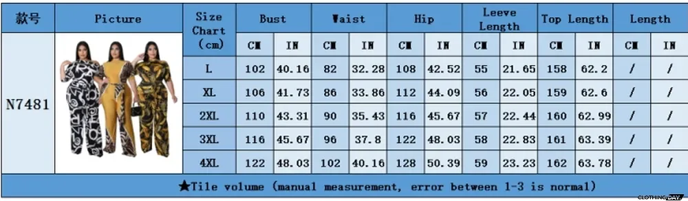 Women Autumn Gold Modest Slash Neck Half Sleeves Print Belted Full Length Loose Plus Size Jumpsuit