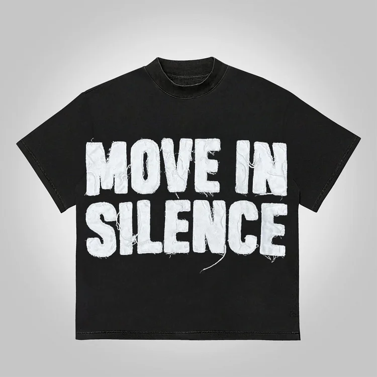 Simpfit Vintage MOVE IN SILENCE Grafik Baumwoll T-Shirt