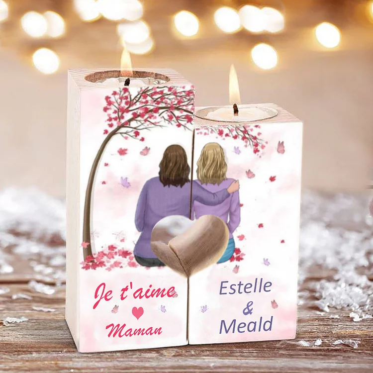 To My Mom - Wooden Candlesticks without candle 2 Personalized Name