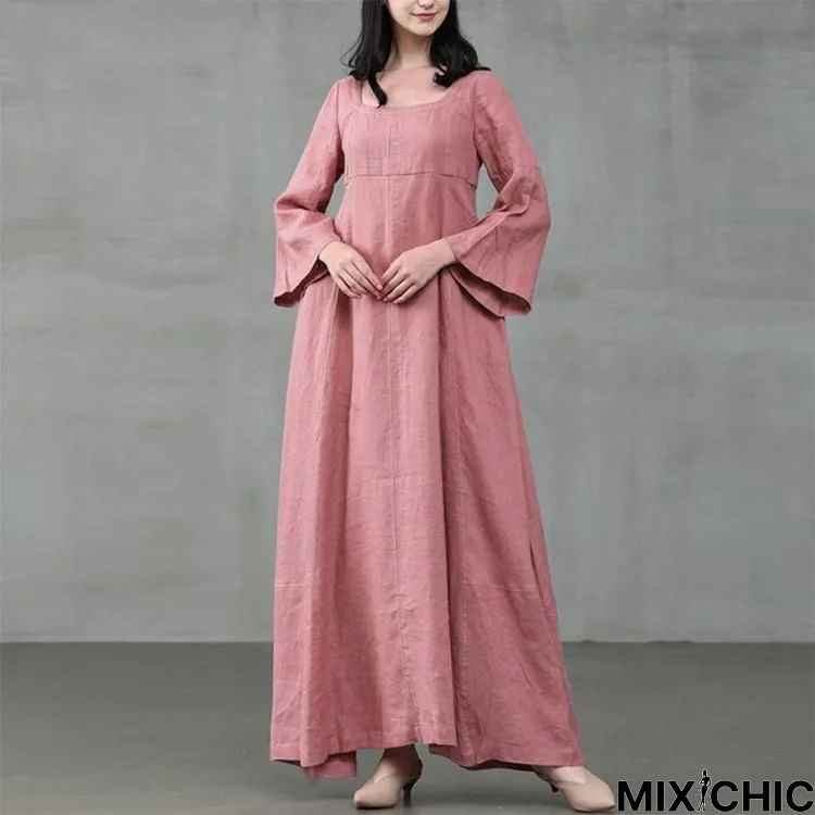 Retro Women's Dress with Large Pendulum Linen