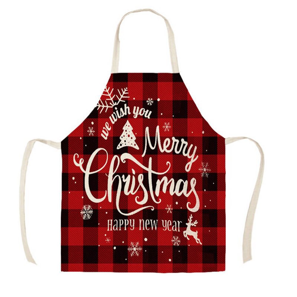 Linen Print Apron - Merry Christmas - 68x55cm