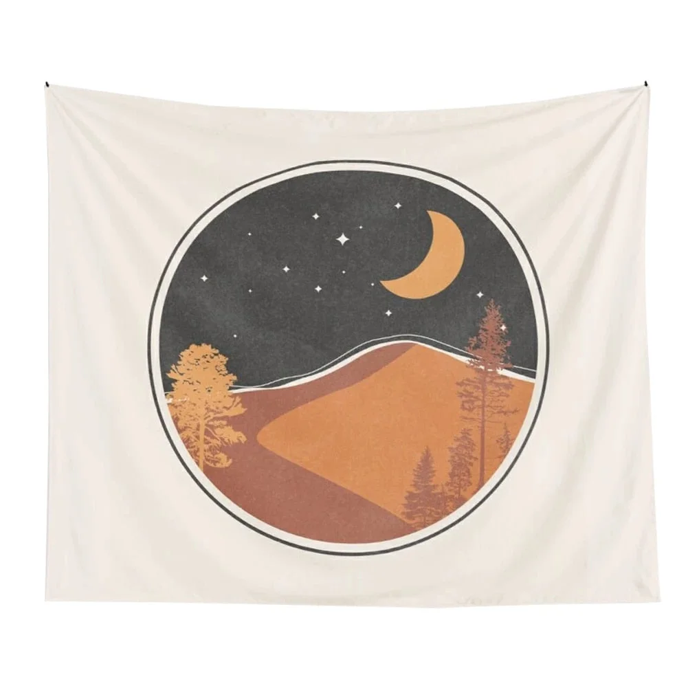 Sun Moon Abstract Mountains  Sunset Tapestry Wall Hanging Art Living Room  Room Home Decor Tablecloth Tapestries95x73CM