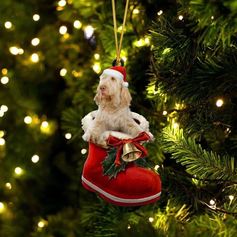 VigorDaily Spinone Italiano In Santa Boot Christmas Hanging Ornament SB160