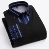 2023 Men's Thermal Fake Two-Piece Long Sleeve Shirt